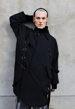 LOOSE FIT OVERSIZE HARNESS FINISH MAC UTILITY BUCKLE TRENCH