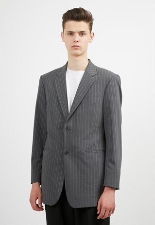 VINTAGE GREY BALTMAN STRIPED BLAZER JACKET