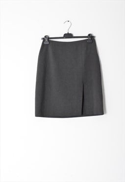 Y2K Grey Minimalist Slit In Front Office Mini Skirt
