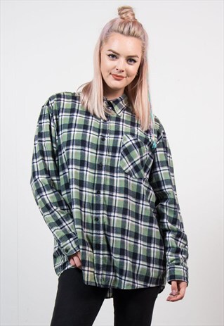 VINTAGE 90'S GREEN CHECK FLANNEL SHIRT