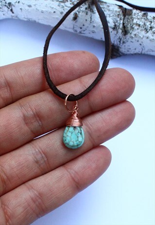 TURQUOISE BOHO CHOKER FAUX LEATHER COWGIRL