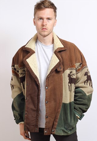 VINTAGE AZTEC FLEECE LINED JACKET