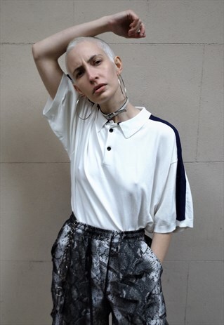 LOOSE FIT OVERSIZE CONTRAST PANEL SHORT SLEEVE POLO SHIRT