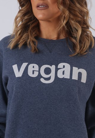 VINTAGE VEGAN SWEATSHIRT OVERSIZED PRINT UK 12 (BL2K)