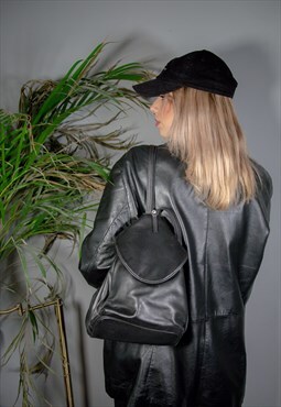 Black Leather 90's Rucksack 