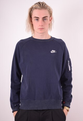 NIKE MENS VINTAGE SWEATSHIRT JUMPER MEDIUM BLUE 90S