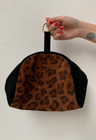 VINTAGE 80S KENDO'S SPOTTED BAG IN BLACK SUEDE