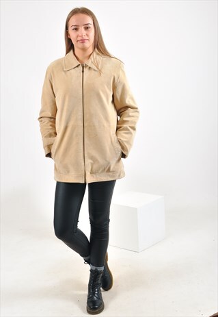 VINTAGE SUEDE LEATHER JACKET IN BEIGE