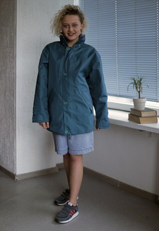 VINTAGE 70'S EMERALD GREEN JACKET WITH HIDDEN HOOD