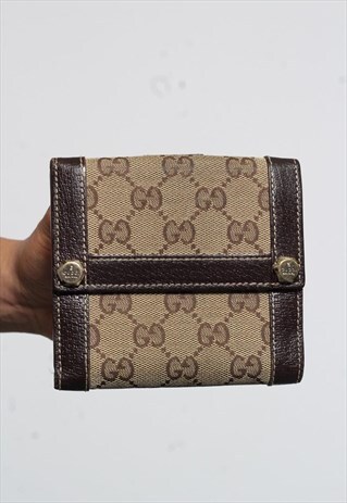 VINTAGE RARE GUCCI GG MONOGRAM WALLET BROWN