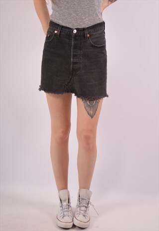 VINTAGE LEVI'S 501 DENIM SKIRT BLACK