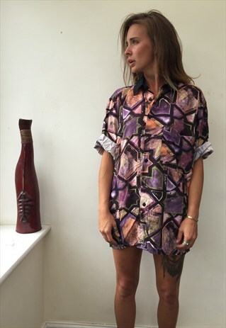 CRAZY PATTERNED OVERSIZED RETRO VINTAGE FESTIVAL SHIRT