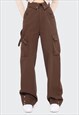 HIGH WAIST PARACHUTE JOGGERS CARGO POCKET PANTS IN GREY