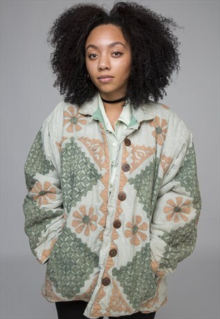 VINTAGE EMBROIDERED MINT COAT