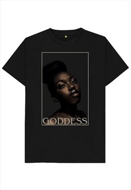 Goddess Graphic Style Black & Gold T shirt