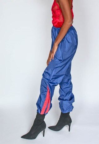 VINTAGE NIKE BLUE AND RED TRACK PANTS JOGGERS 70S