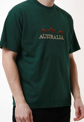 90S AUSTRALIA EMBROIDERED VINTAGE COTTON T-SHIRT 17129