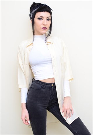 VINTAGE 90'S GENUINE SILK CREAM OVERSIZED SHIRT