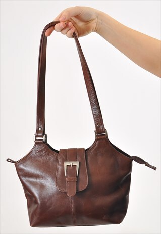 VINTAGE REAL LEATHER BAG IN BROWN