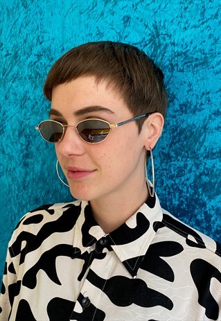 SMALL 90S STYLE OVAL SUNGLASSES - BROWN