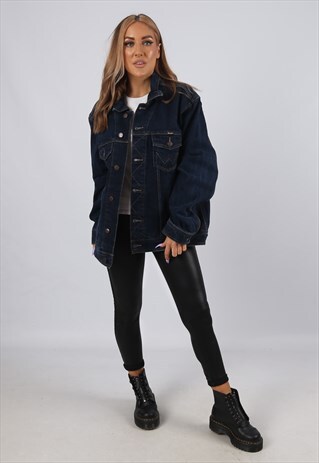 VINTAGE WRANGLER DENIM JACKET OVERSIZED FITTED UK 20 (CBFG)