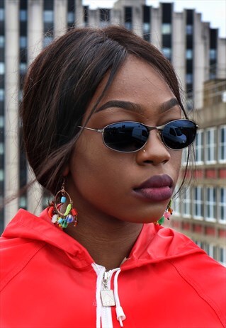 90S DEADSTOCK BLACK OVAL SUNGLASSES