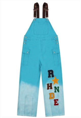 Denim dungarees jean overalls gradient jumpsuit in blue