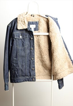 Vintage Calvin Klein Jeans Sherpa lined Denim Jacket Navy L