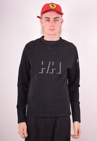 HELLY HANSEN MENS VINTAGE TOP LONG SLEEVE SMALL BLACK 90S