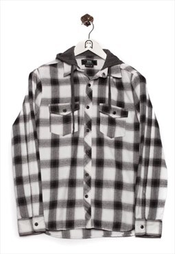 Vintge  Giant Flannel Shirt Checkered Pattern White/Checkere