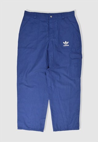 VINTAGE 90S ADIDAS CARGO TROUSERS IN BLUE