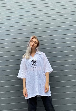 VINTAGE 90S WHITE DRAGON SHIRT