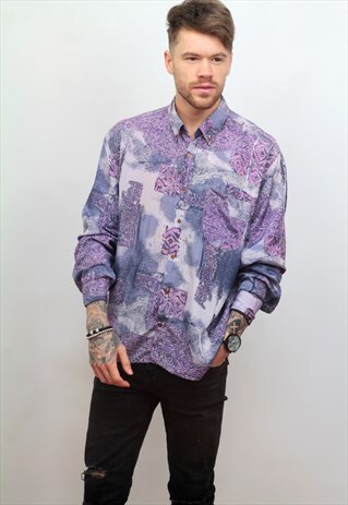 1990'S VINTAGE ACID TRIP PRINT SHIRT IN PURPLE