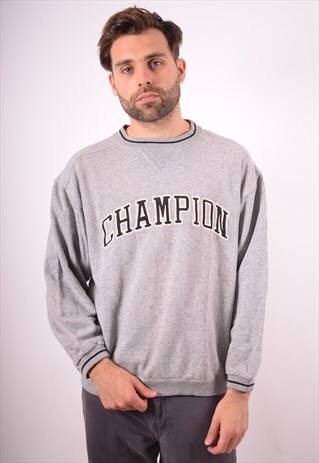 CHAMPION MENS VINTAGE SWEATSHIRT JUMPER LARGE GREY 90S