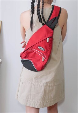 Vintage Gorpcore DDP Red Black Sling Crossbody Bag