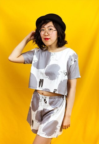 COOL MINIMALIST GREY POLKA DOT ANIMAL PRINT CO-ORD SET