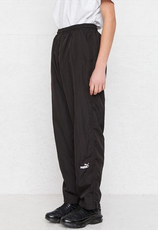 VINTAGE RETRO BLACK PUMA TRACK BOTTOMS JOGGERS