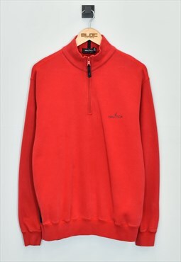 Vintage Nautica Quarter Zip Sweatshirt Red Large