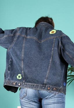 Vintage Wrangler Reworked Denim Jacket in Blue with Patches