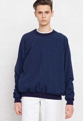 VINTAGE NAVY CREW NECK PULLOVER SWEATSHIRT