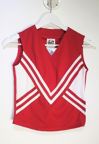 VINTAGE Y2K 00S 80S CHEERLEADER TOP IN RED & WHITE