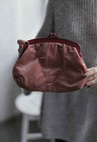 VINTAGE 70'S PINK VELVET PURSE
