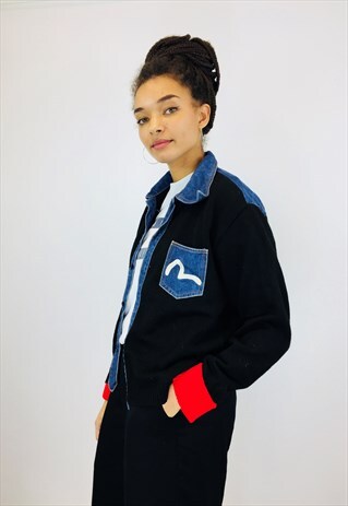 EVISU COLOURFUL DENIM POCKET CARDIGAN