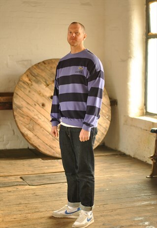 RARE 80S CHEMISE LACOSTE SPELL OUT STRIPE SWEATER