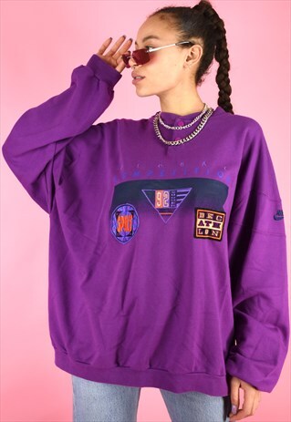 VINTAGE 90S NIKE JUMPER SWEATER PURPLE PATCHES