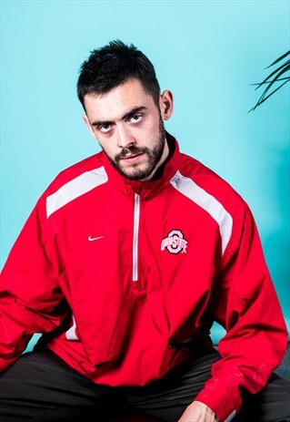 VINTAGE NIKE PULLOVER JACKET IN RED WITH 1/4 ZIP