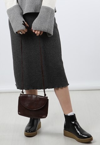 VINTAGE BALLY BROWN LEATHER WOVEN SHOULDER BAG