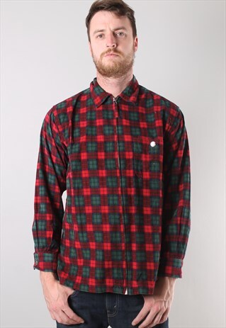 VINTAGE ZIP UP FLANNEL SHIRT MEDIUM