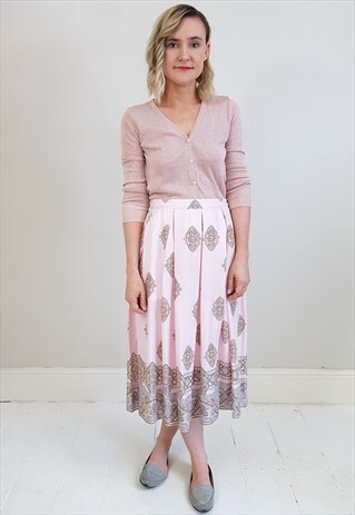 VINTAGE 90'S PINK AND PAISLEY MIDI SKIRT