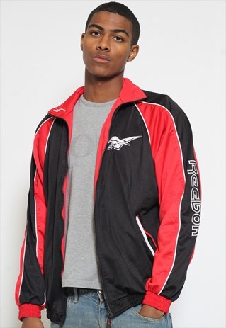VINTAGE REEBOK TRACK JACKET BLACK RED